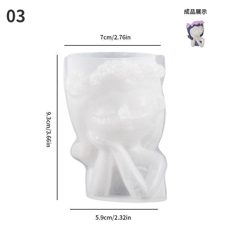 Cute Girl Flower Pot Silicone Mold Concrete Resin Plaster Candle Crystal Epoxy Mold DIY Handmade Crafts Decoration Vase Tool