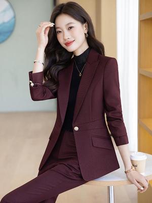 Elegant Women's Autumn/Winter Suit Set: Casual Professional Blazer for Hotel Managers