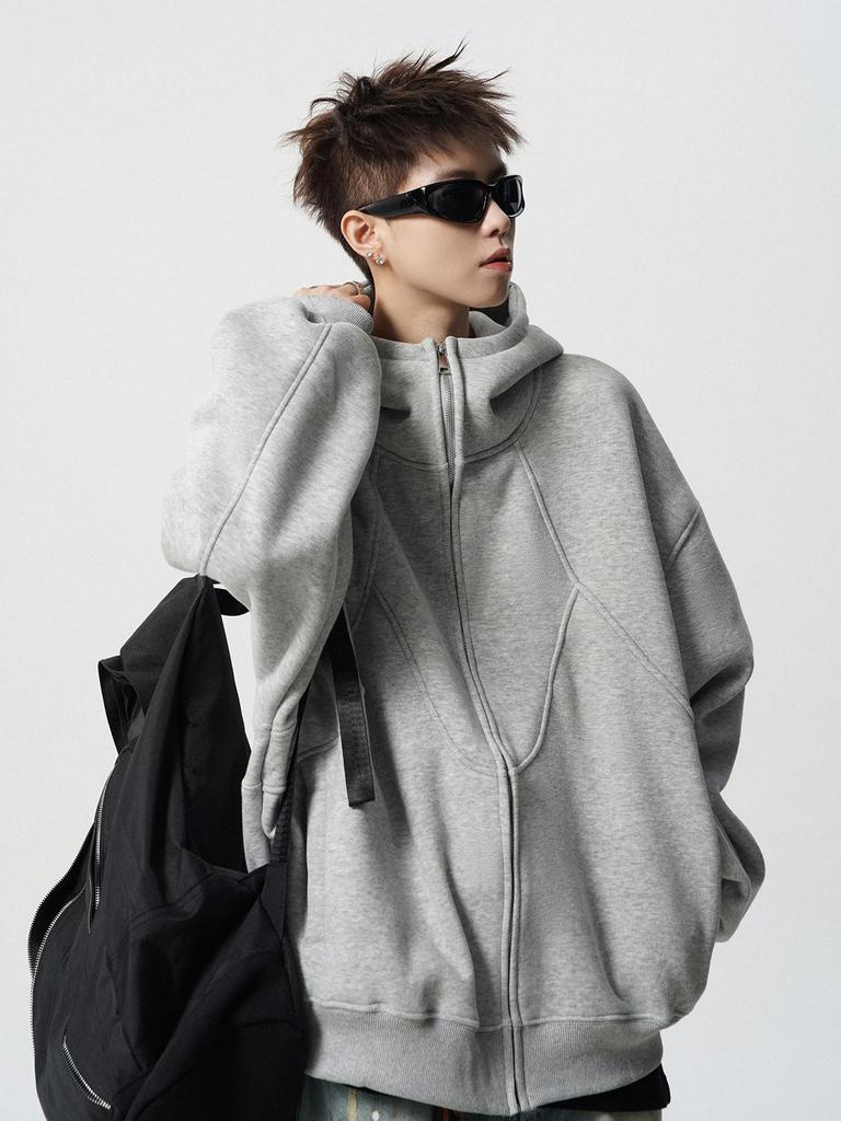 Men's Winter Heavyweight Fleece-Lined Deconstructed Patchwork Hoodie – Streetwear Trend