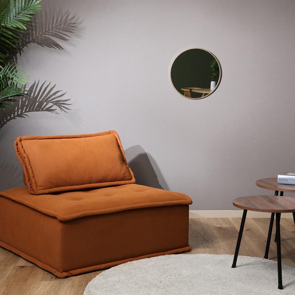 Fuji Boeki Wall-Mounted Mirror, Aluminum Frame, 45cm Diameter, Round, Gold, 41407