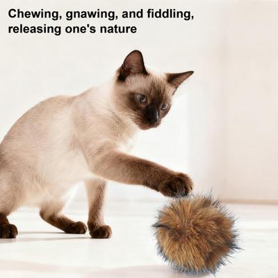 Faux Fur Cat Ball Soft Fluffy Cat Toy Ball Washable Furry Ball Stimulates Cats Hunting Instinct for Indoor Kittens Interactive Play Exercise