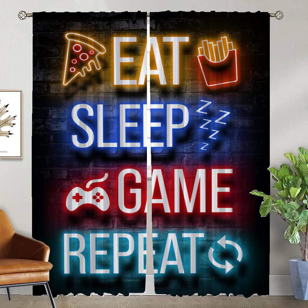 

Украшения на Хэллоуин Playstationes Blackout Шторы для комнаты 2 панели Современные шторы для гостиной Разделительная тюль для спальни W50xH70cmx2pcs-CL