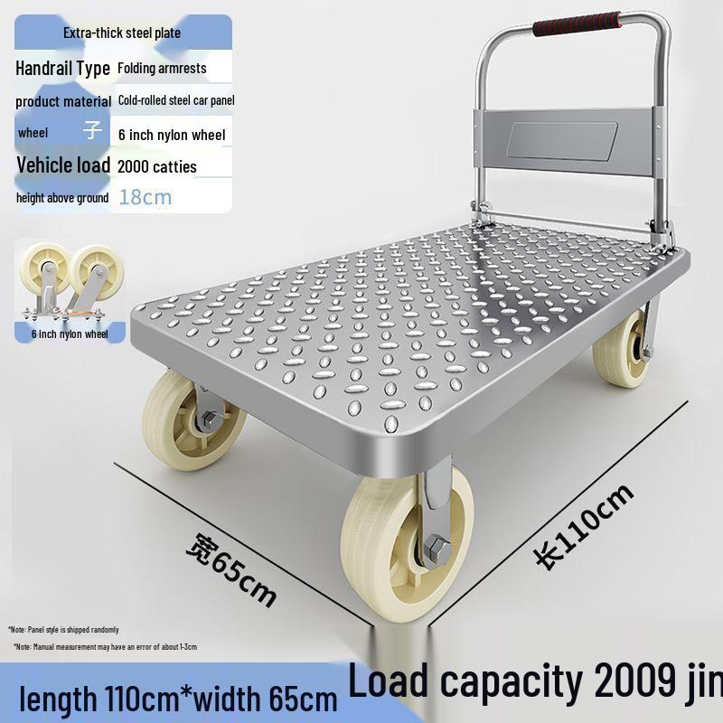 Compact Folding Steel Flatbed Trolley for Household & Outdoor Use