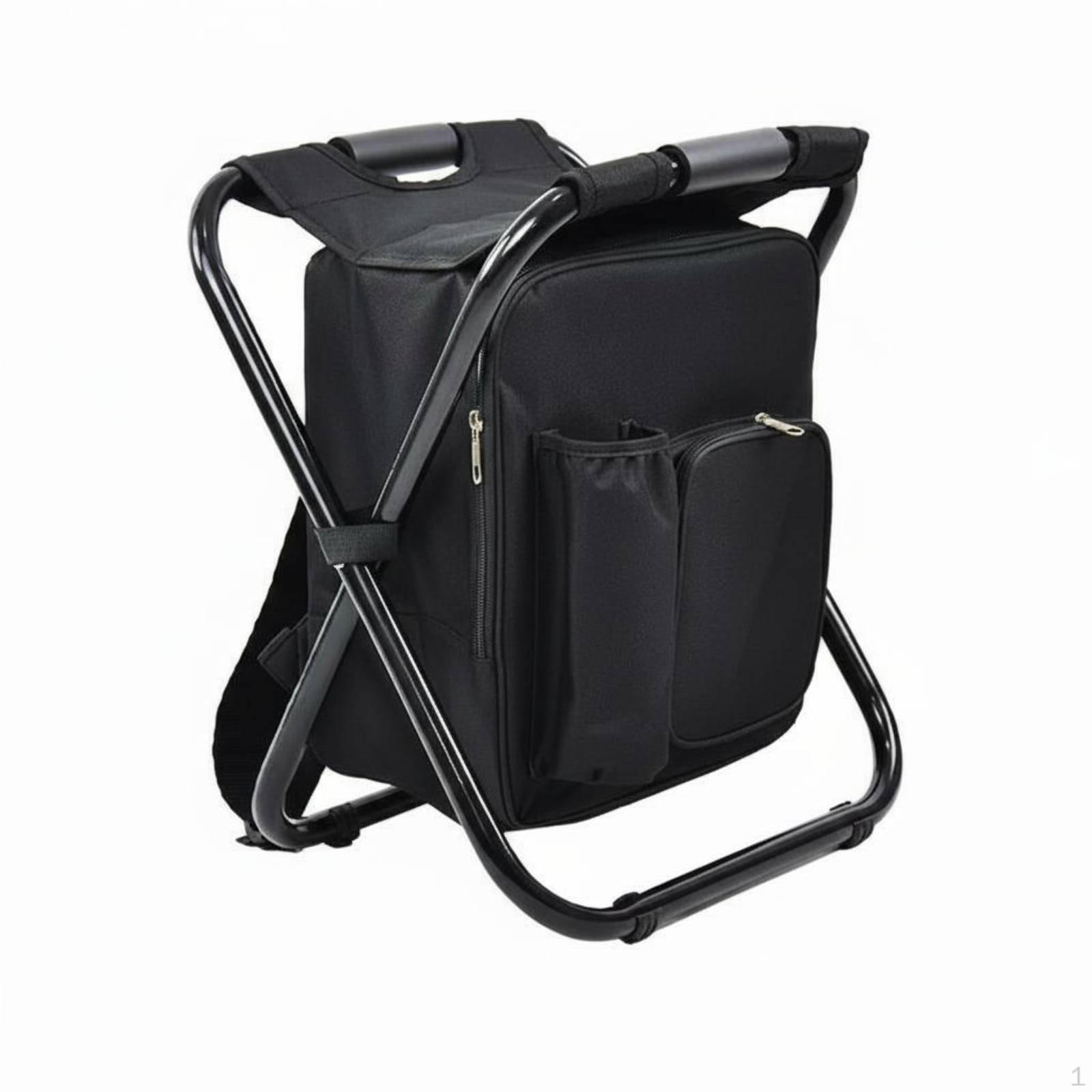 Backpack Chiller Stool Foldable Design Chair Versatile Multifunctional Insulated Black