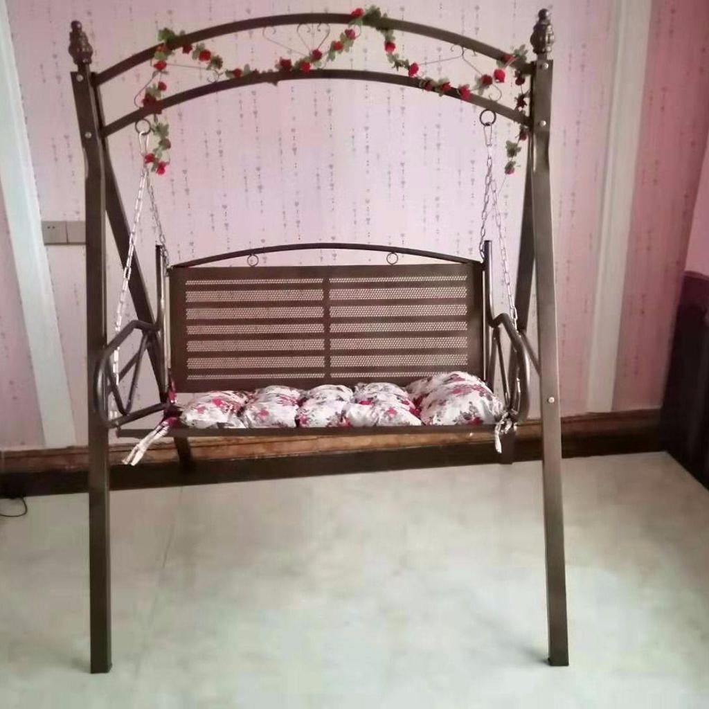 Double Wrought Iron Outdoor Swing Chair for Adults & Children