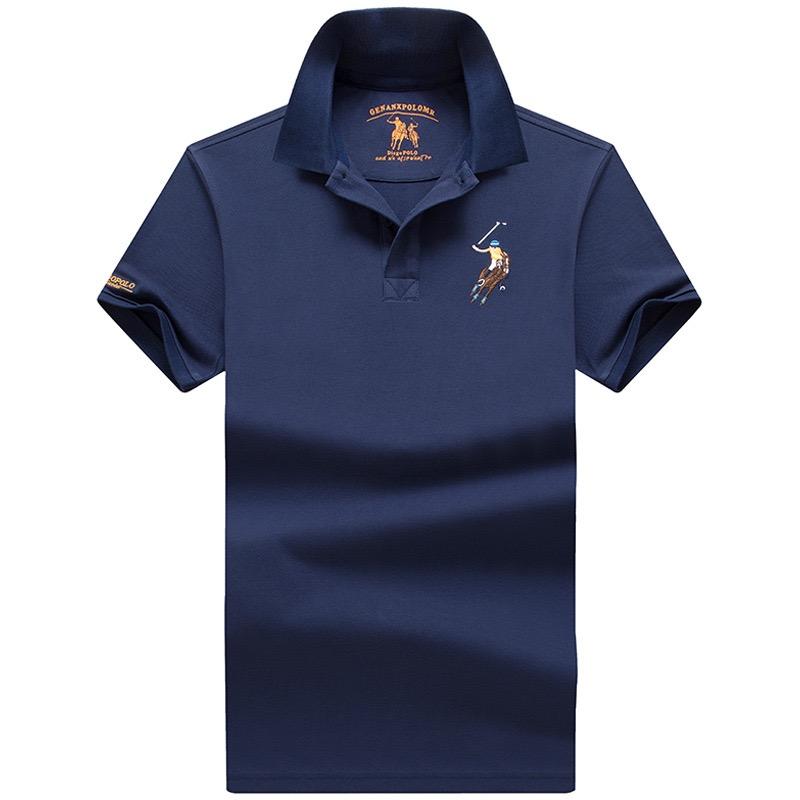 TrendHub Solid Plus Size Polo Shirt Men Casual Short Sleeve Lapel Button Shirt Embroidery