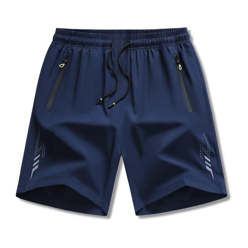 Ice Silk Shorts Men's Summer Sports Quick-drying Loose Large-size Five-point Pants Men's Running Beach Casual Mid-size Pants