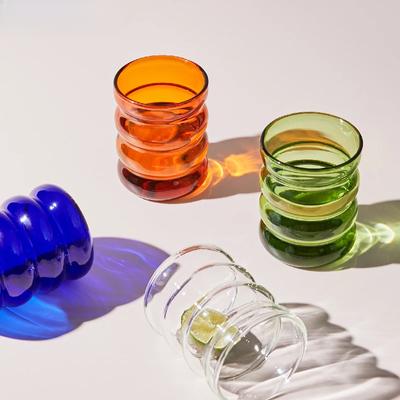 Kreative Glastasse, hitzebeständig, Trinkbecher, Trinkgeschirr, Tee, Saft, Milch, Kaffeetasse, Wassergläser für Zuhause, Ripple-Tasse, 250 ml