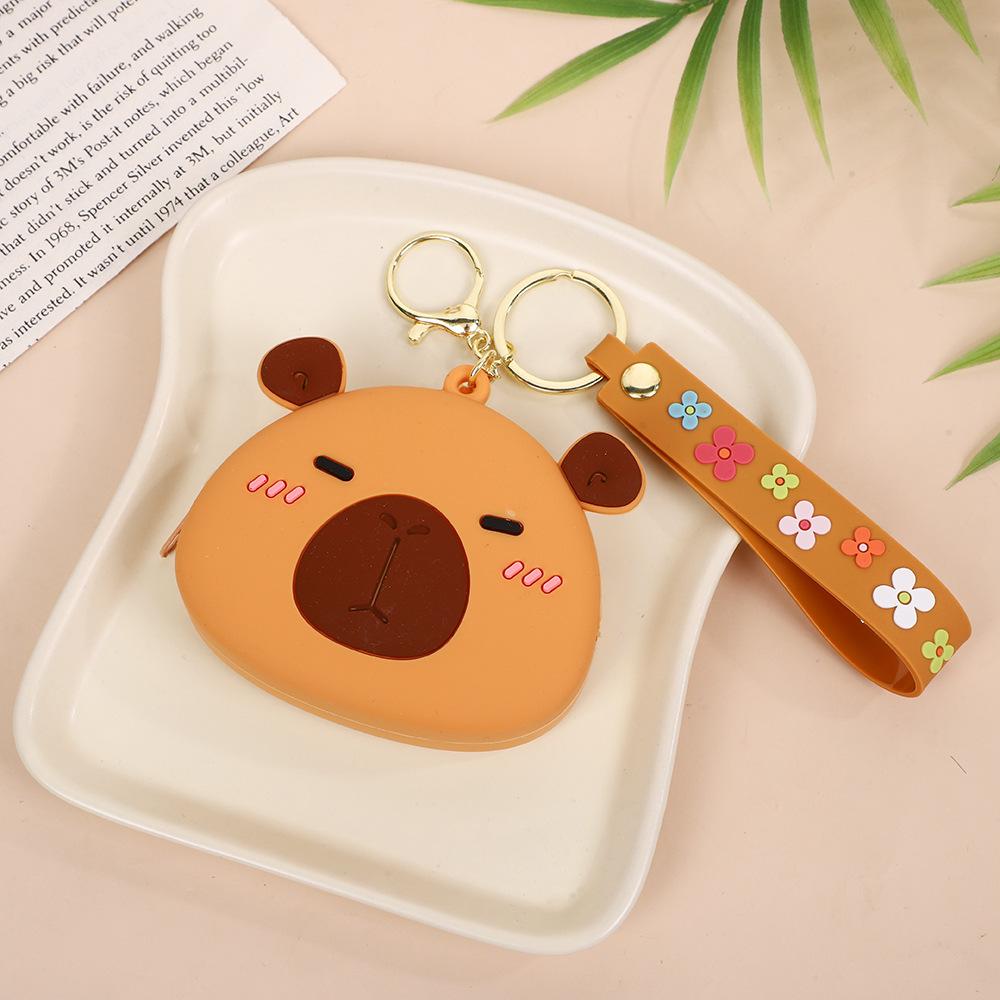 Capibala Silicone Coin Wallet Portable Earphone Storage Bag Cartoon Coin Purse Car Bag Accessories Pendant Key Bag