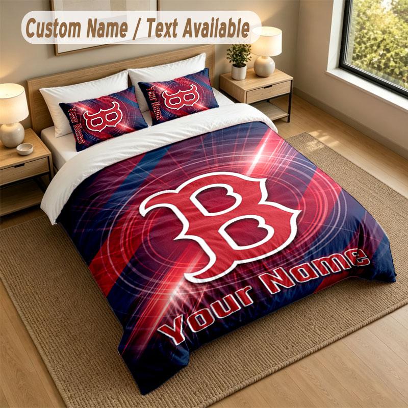 Bedding Set 1 Duvet Cover 2 Pillowcases Boston Red Sox Print Soft Bed Linen Bedroom Decor