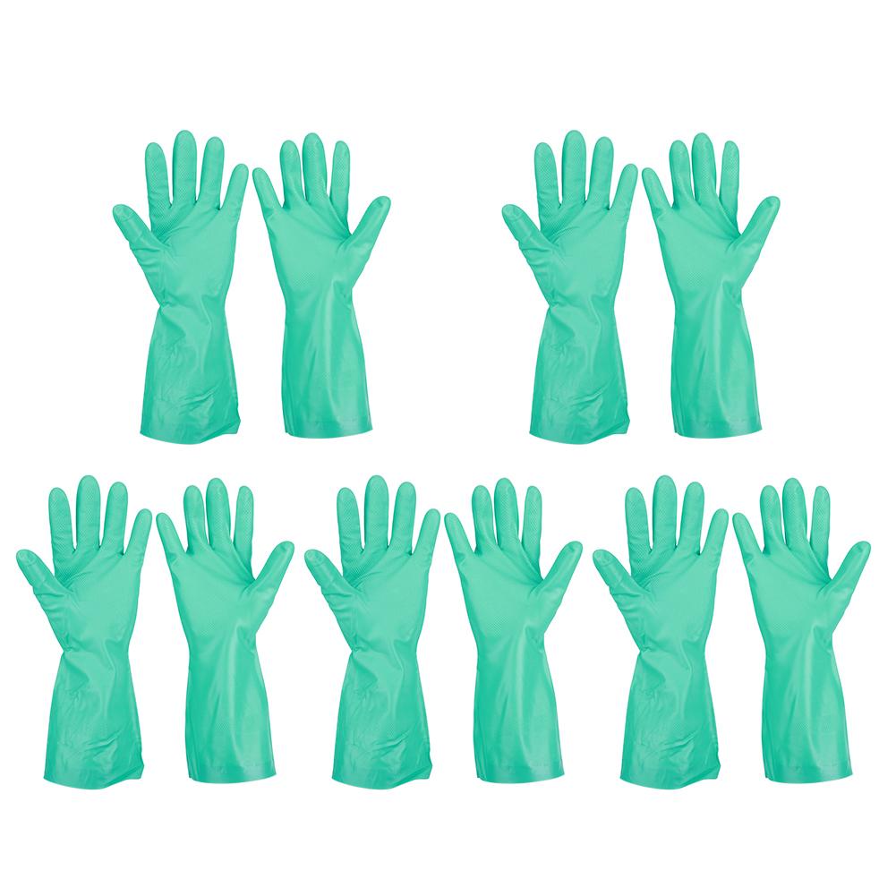 5Pairs Reusable Nitrile Gloves Solvent Resistant Anti Acid Alkali Home Work Laboratory Hand Protection Glove 32cm Length