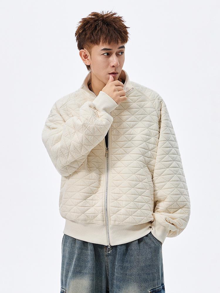 ACU Unisex Diamond Quilted Baseball Jacket – American Style Solid Color Autumn Outerwear
