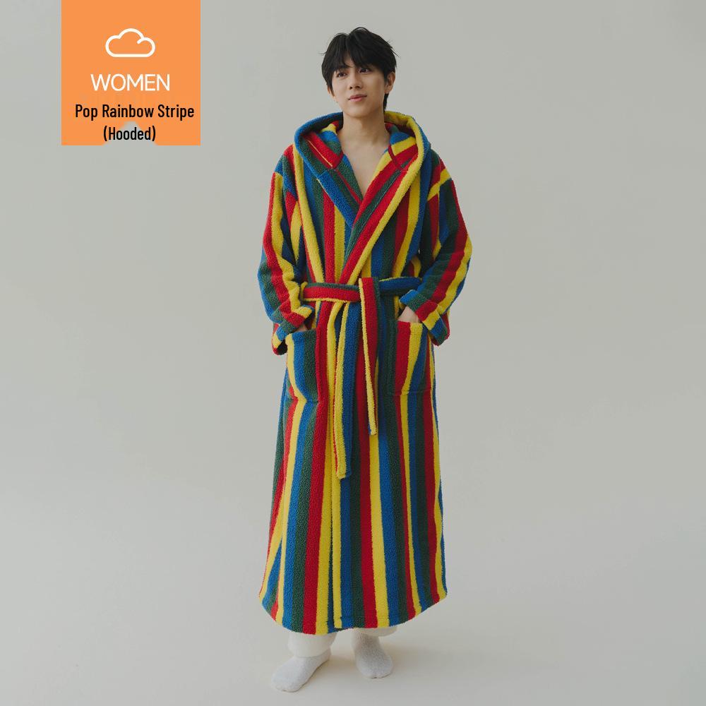 Женский толстый коралловый флисовый клетчатый зимний халат - Очень длинный, теплый, антистатический пижамный комплект Large