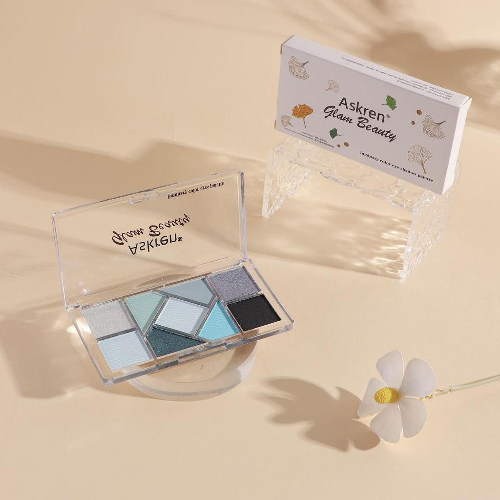 Askren Nine-Color Eyeshadow Palette: Multi-use Glitter, Matte & Pearlescent Shades for Stage Makeup.
