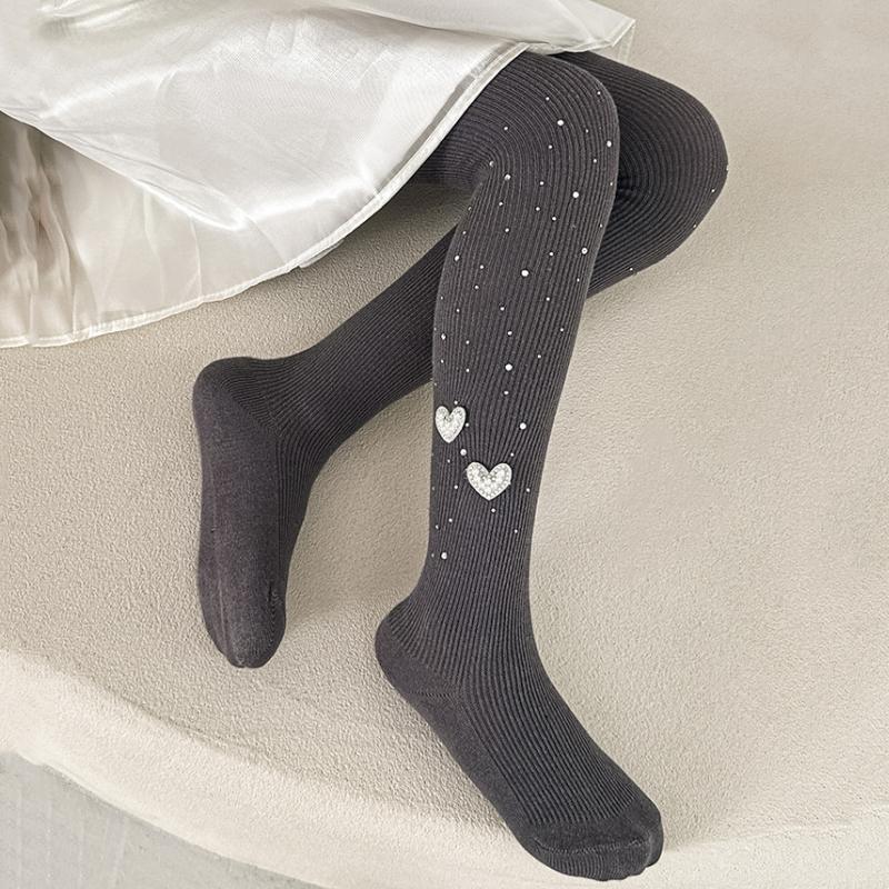 Kids Tights For Girls White Sparkling Pantyhose Spring Fall Dressy Leggings with Rhinestones Dressy Autumn Tights