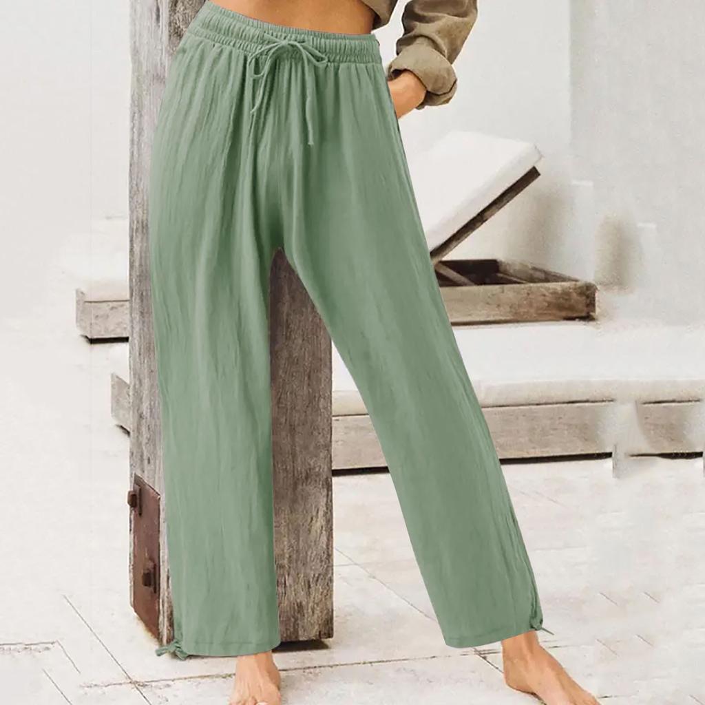 Pantaloni pentru femei, pantaloni eleganți la modă, talie elastică, talie înaltă, picior larg, croială regulată, pantaloni sport