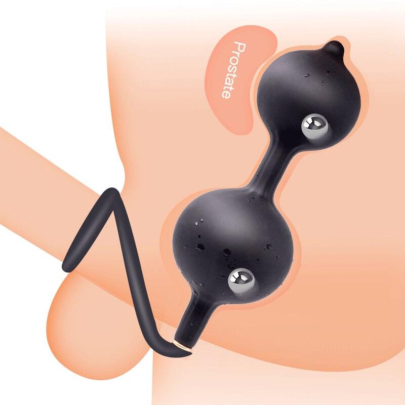 Double Bead Inflatable Anal Plug Anal Massager Expansion Stimulation  Sex Toys Fisting Silicone Tail Plug Anal Dildo