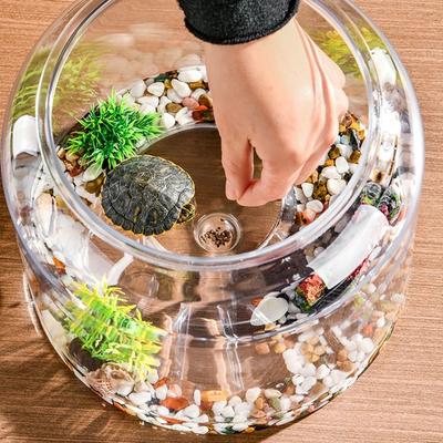 Durable Transparent Round Fish Tank Plastic Fall Resistant Viewing Tank Decorative Anti-broken Desktop Small Aquarium Office