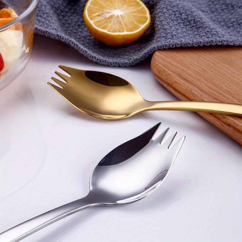 1pc 2 In 1 Stainless Steel Fruit Fork Dessert Forks for Cake Snack Salad Fork Spoon