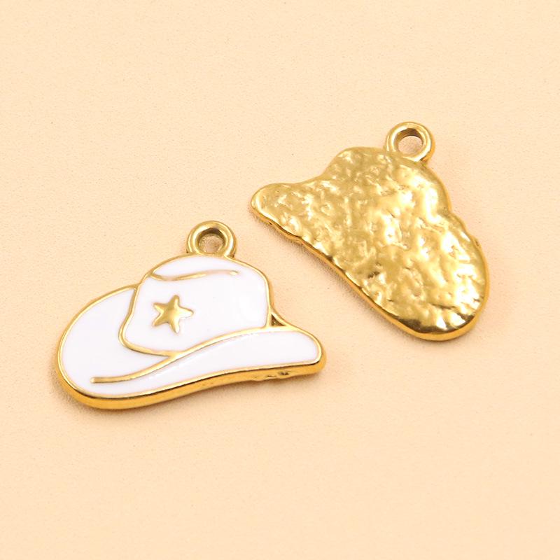 Stainless Steel Enamel Drip Oil Heart, Hat, Lips Pendants – 4 Styles, Colorfast DIY Jewelry Accessories