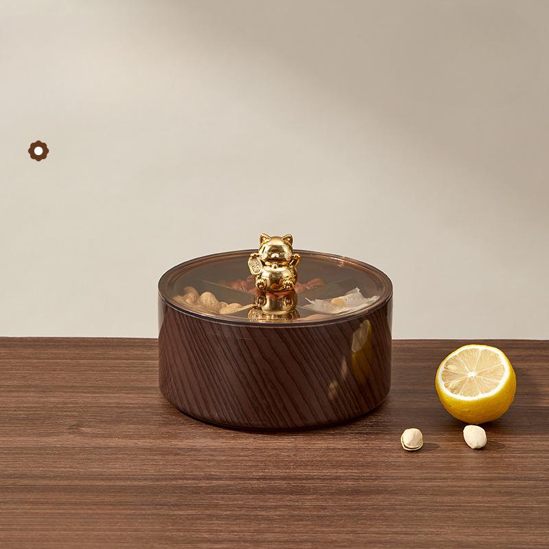 

Imitation Wood Grain Vintage Candy Box Home Use Living Room Fruit Melon Seeds and Nuts Snack Dining Plate Divided Into Multi-layer Dried Fruit No specification