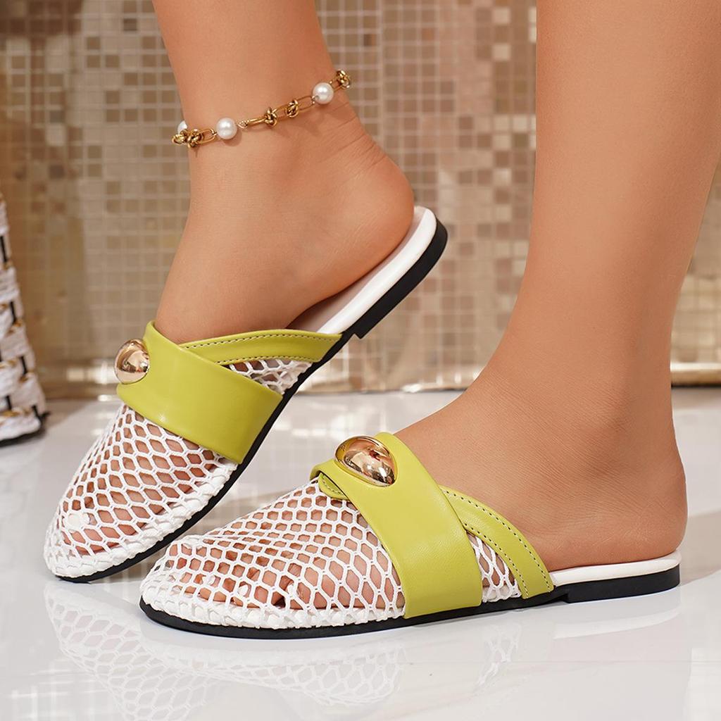 Women's Shoes Fashionable Mesh Flat Shoes Comfortable and Breathable Slippers Hollow Out Shoes for Summer