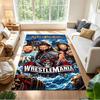 Wrestlemania Personalisierter Teppich mit Textbereich für Küche, Wohnheim, Balkon, Wohnzimmer, Rutschfester Teppich, Bürodekor, Geburtstags-/Weihnachtsgeschenk