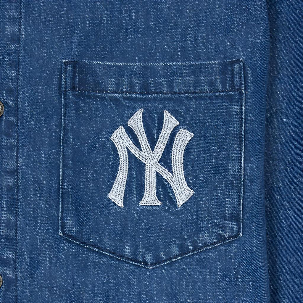 New MLB New York Yankees Denim Coopers Mega Logo New York Yankees Denim Shirts Shirt Unisex Blue 3ADRB0144-50INS