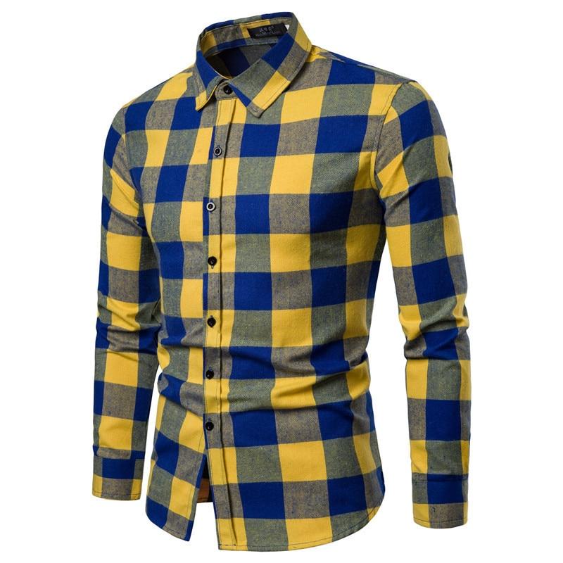 Spring and Autumn New Men's Casual Long-sleeved Plaid Shirt