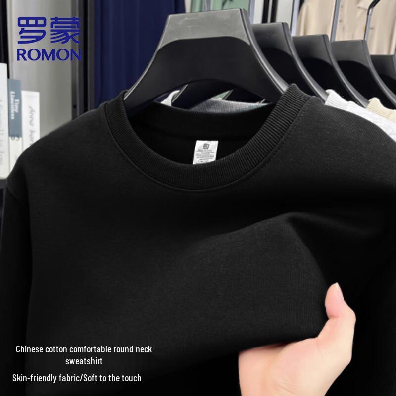 ROMON Men s Cotton Blend Round Neck Pullover Sweatshirt M