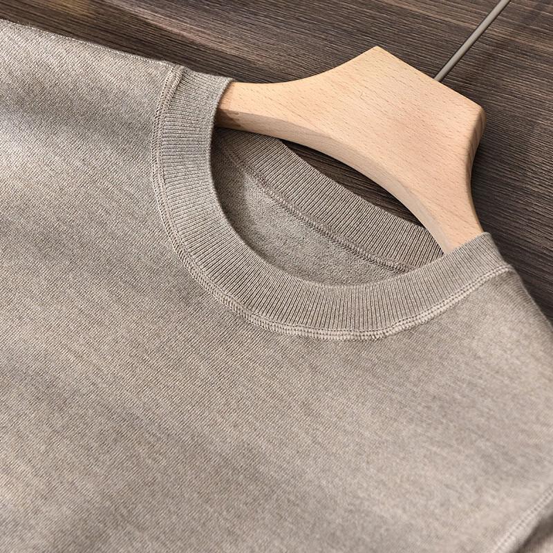 Men's Mulberry Silk & Cashmere Blend Round Neck T-Shirt