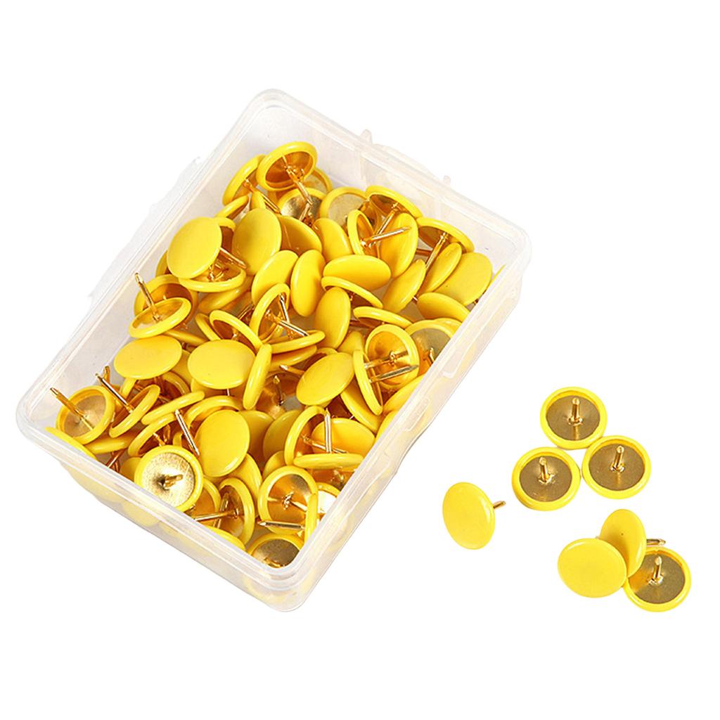100pcs Colored Flat Thumb Tacks Roundness Plastic and Metal Flat Thumb Tacks for Office School & Personal Use