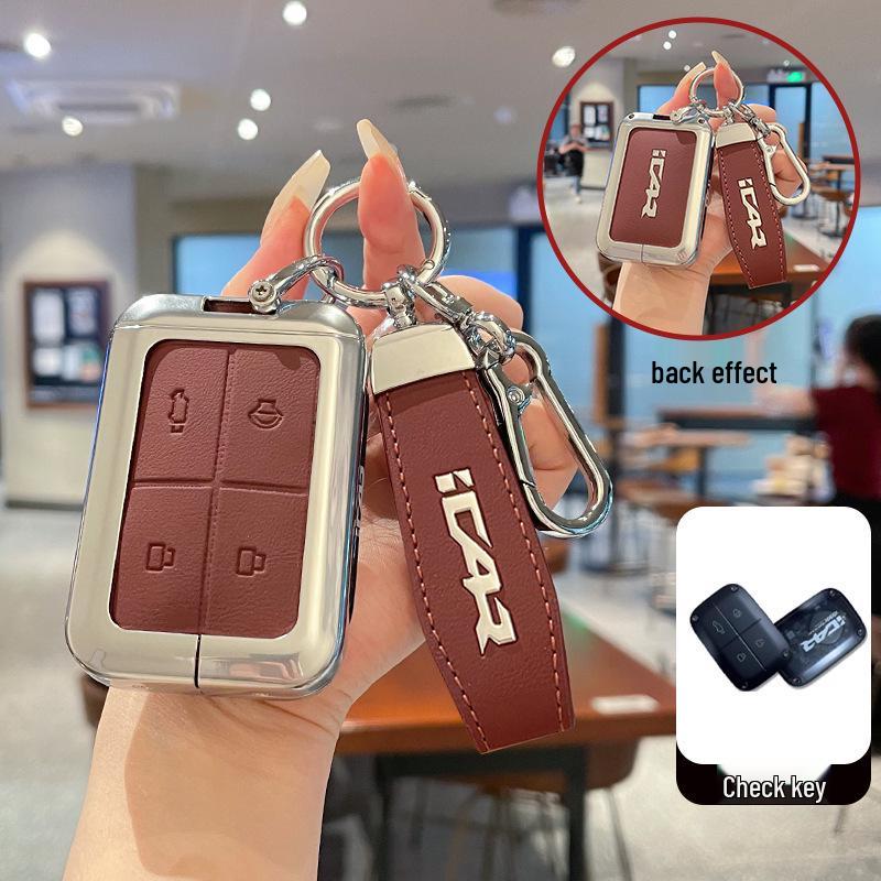 Chery iCAR V23 Key Case: Smart Bluetooth Remote Protective Metal Leather Cover