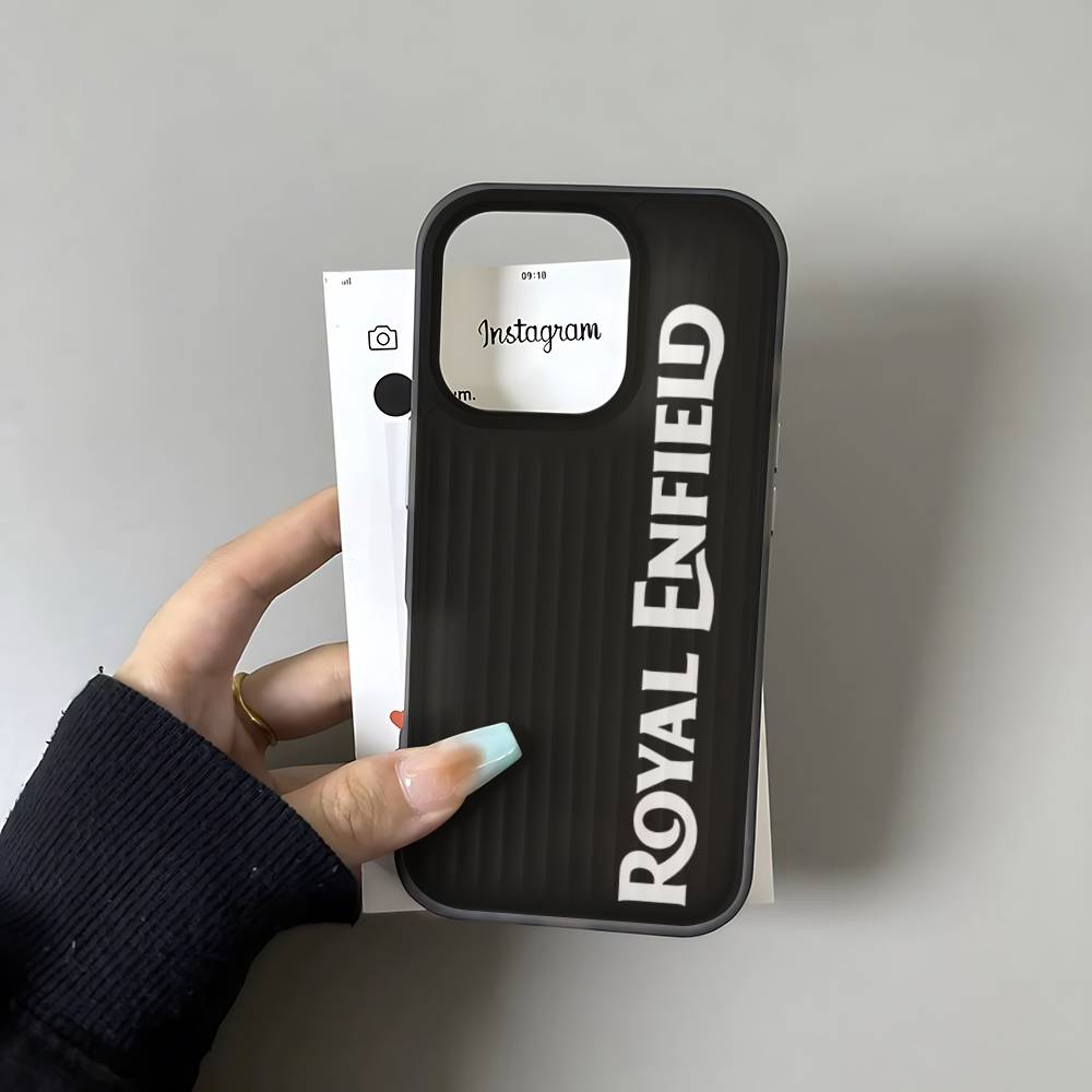 R-ROYALS E-ENFIELDS Logo Stripe Corrugated Shockprof Phone Case For IPhone 17 16 15 14 13 12 11 Pro Max Plus Pro Cover