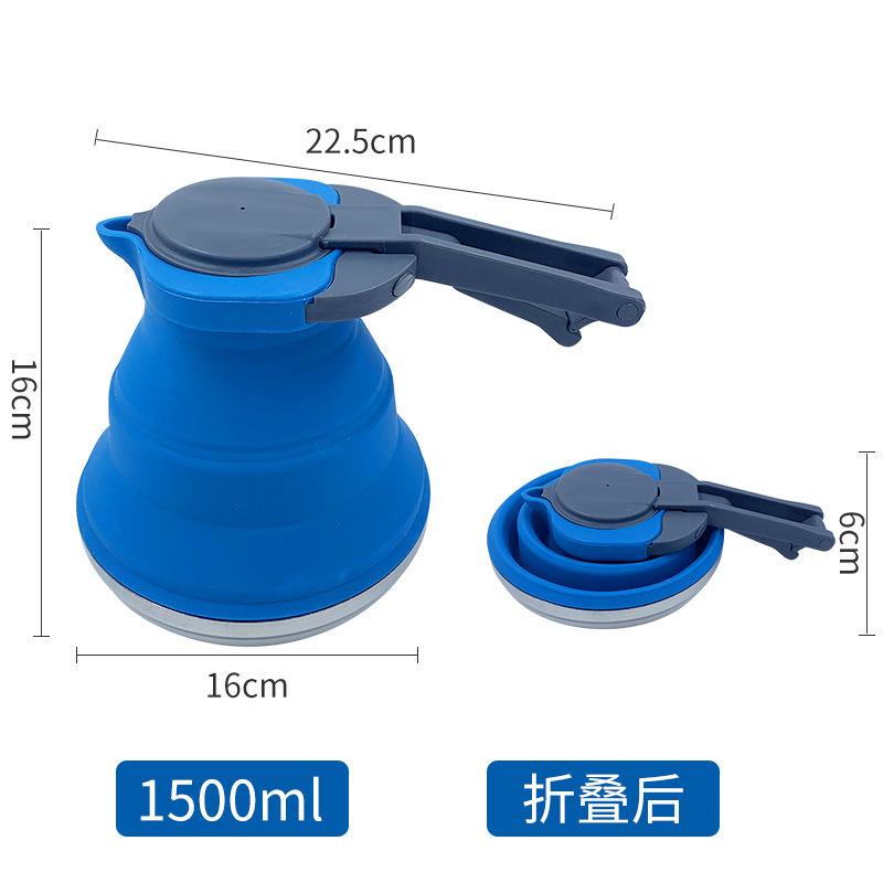 1500ML Collapsible Silicone Kettle Leak-Proof Travel Camping Kettle Lightweight Outdoor Water Boiler For Hiking Backpacking 1500ML