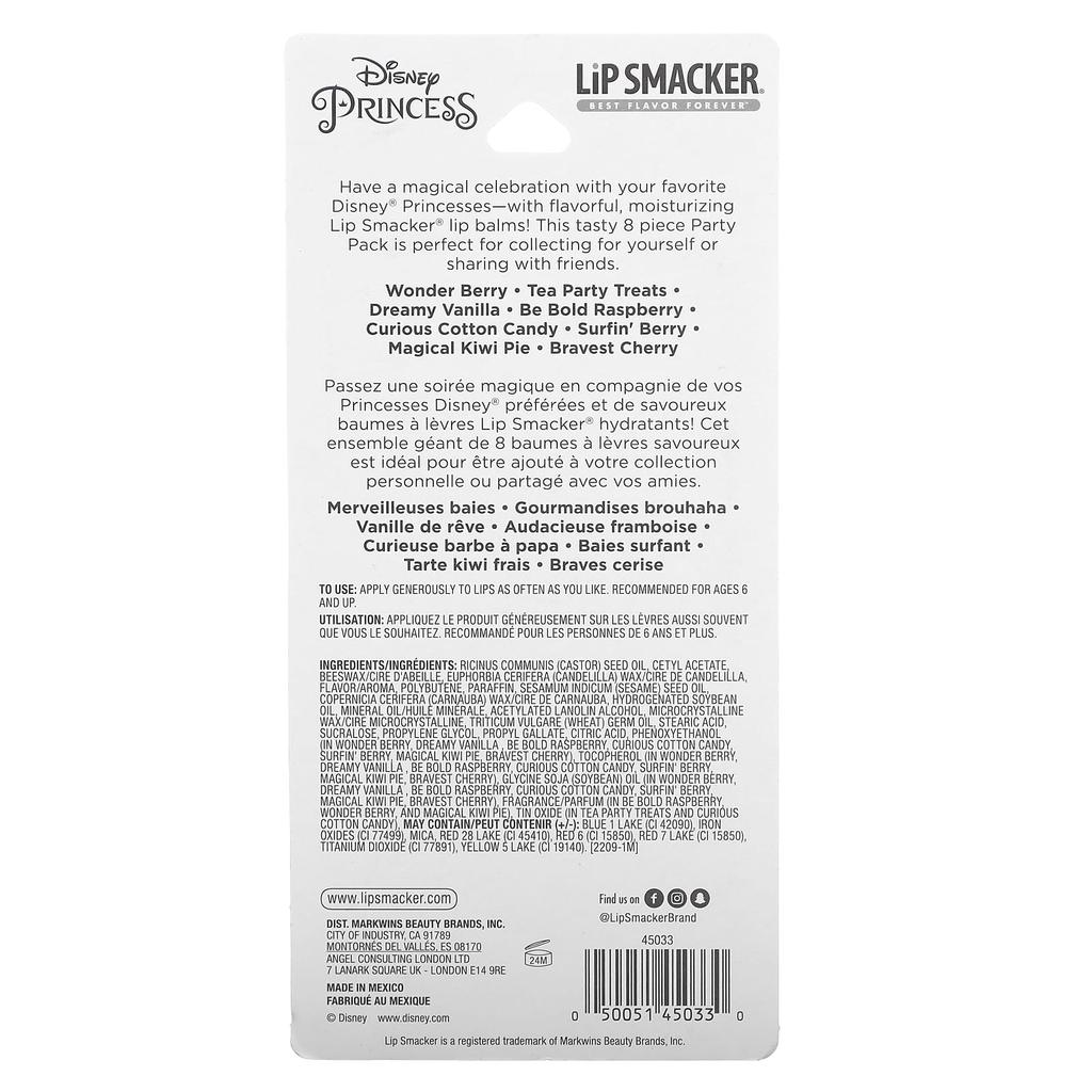 Disney Princes, Lip Balm, Party Pack, 8 Pieces, 4G (0.14Oz) Each