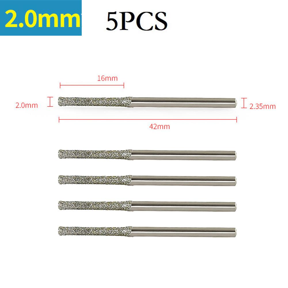 5 PCS 0.8-2.5mm Diamond Coated Drill Bits 2.35mm Shank For Glass Jade Amber Glass Diamond Punching Needle