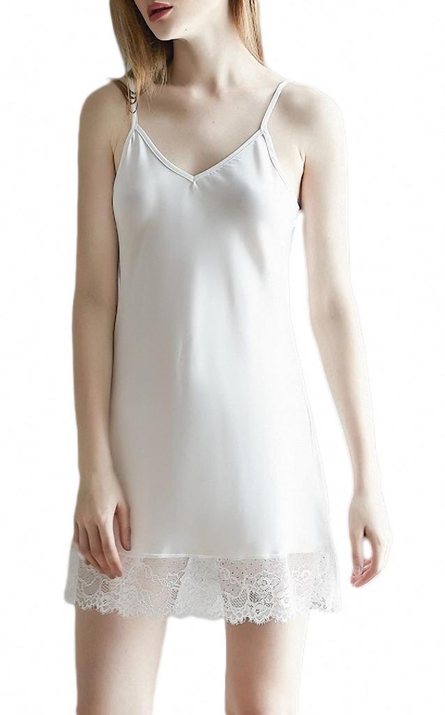 Slip Underwear with Lace Camisole Sexy Lingerie Sleepwear Tulle Lace Nightwear Dress Sexy Babydoll Loungewear No Underwear [Mqyzhx] (L, White)