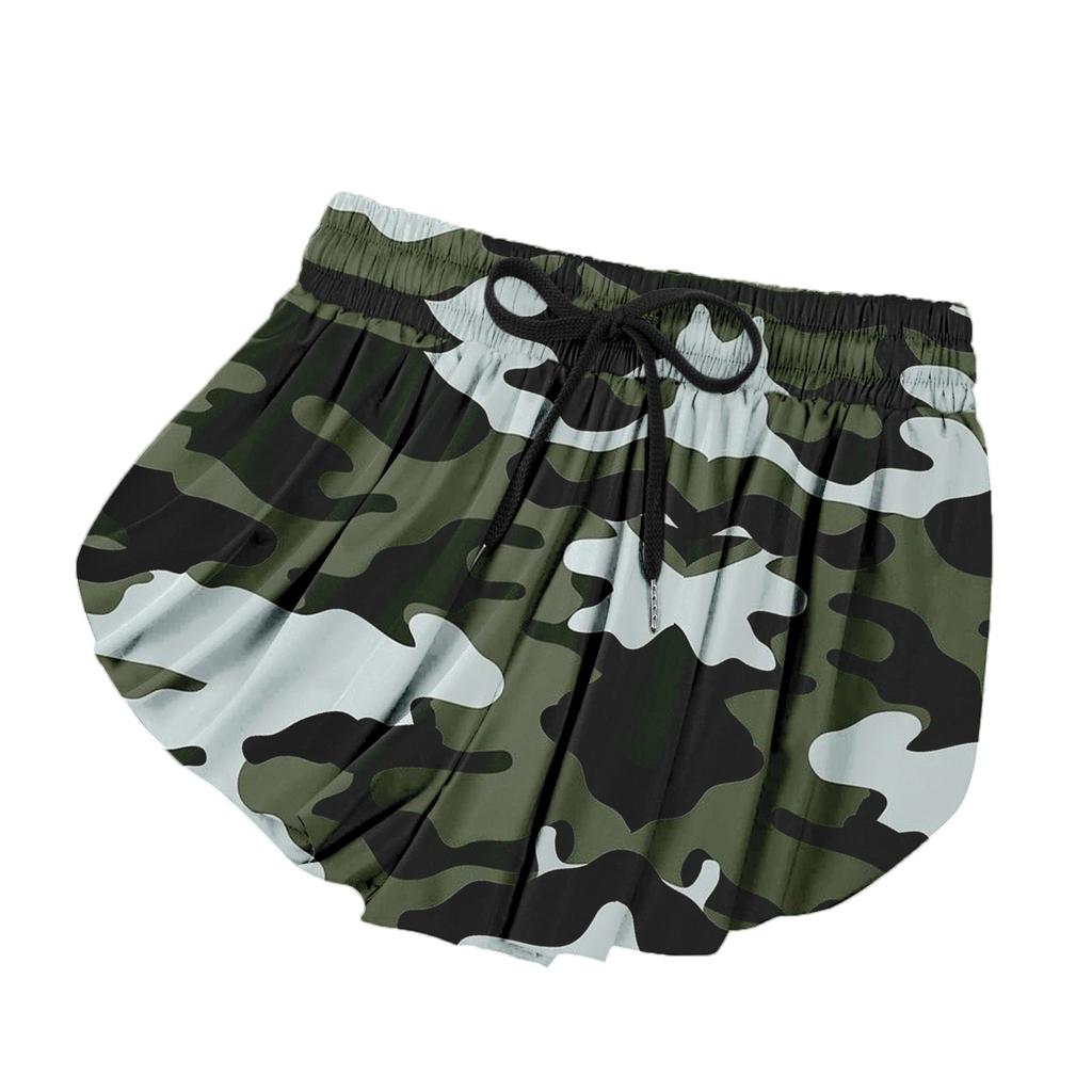 Women's Fake Two Piece Skirt Pants Elastic Waist Yoga Running Sports Skirt Hot Pants