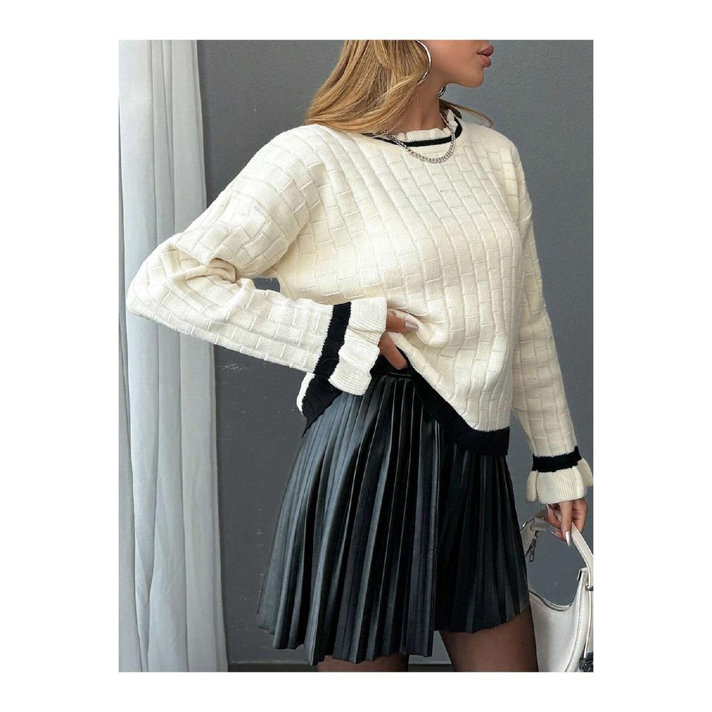 Women's Square Patterned Knitwear Sweater