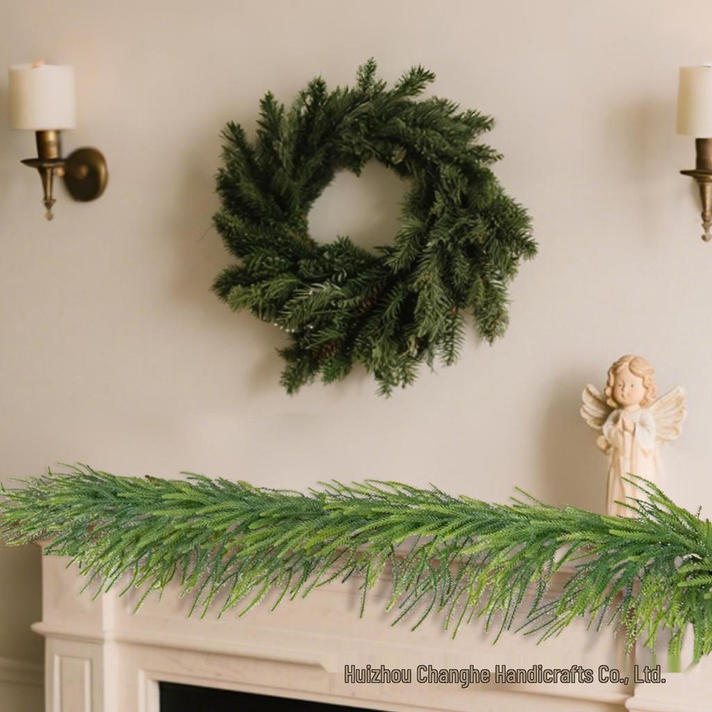 Christmas Simulation Greenery: Norfolk Pine & Cypress Garland with Artificial Pine Needles for Fireplace Decor