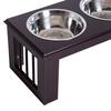 Raised Dog Feeding Bowls with Stand, Stainless Steel for Medium Dog, 58L x 31W x 25H cm - Brown