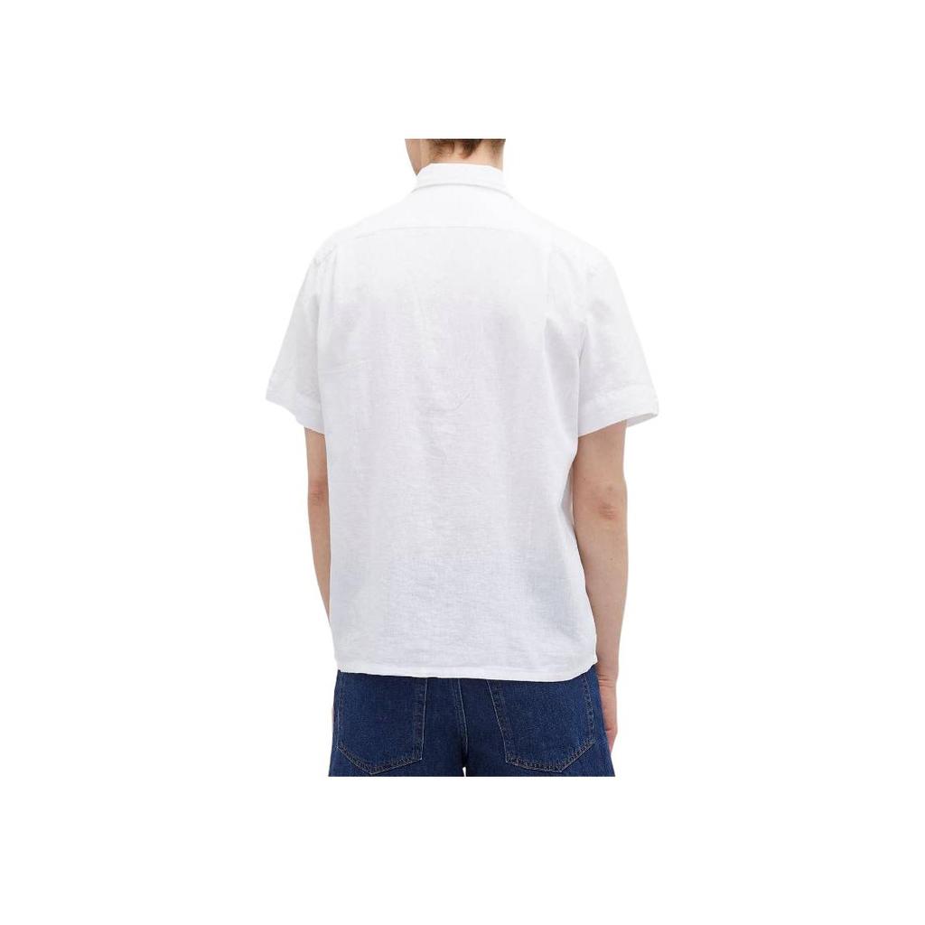 Polo Ralph Lauren Logo Embroidered Pointed Collar Single-Breasted Short Sleeve Shirt Men Shirts White 710934654-001