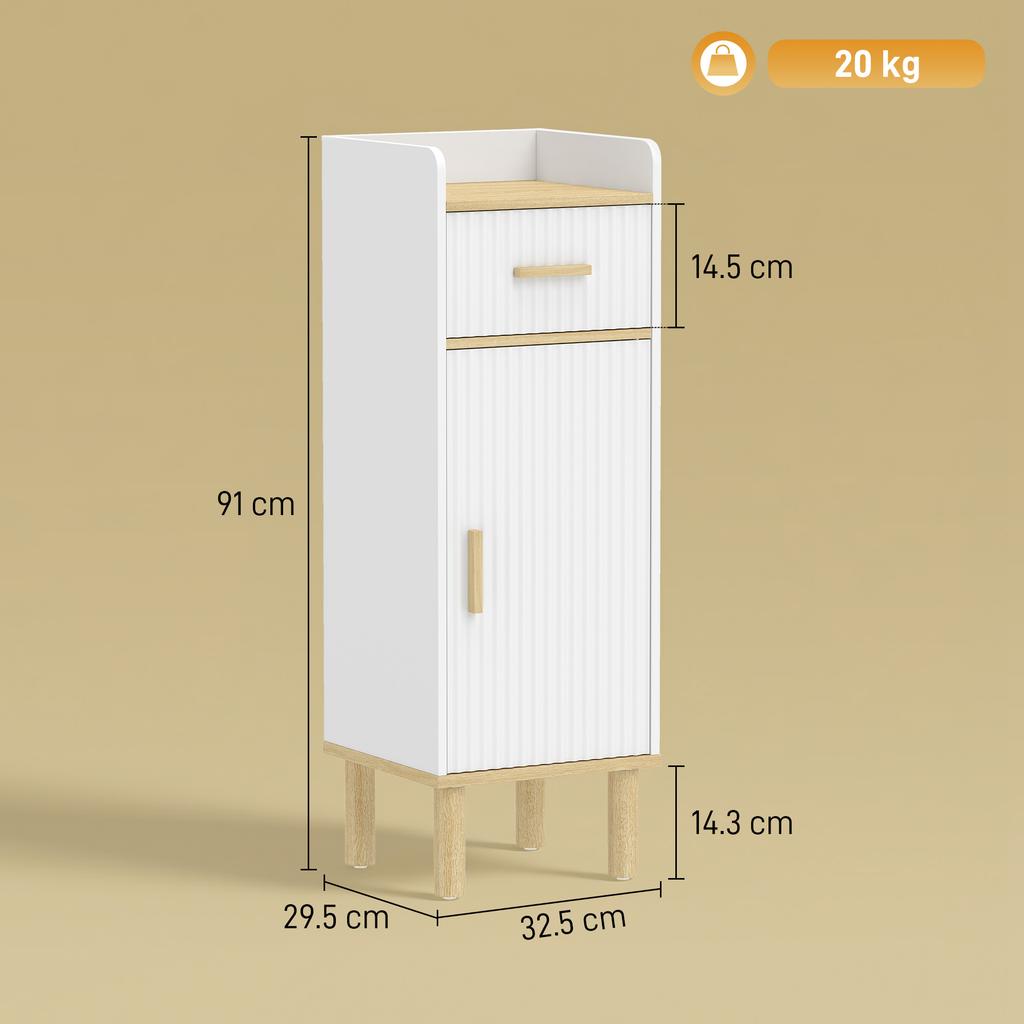Narrow Bathroom Cabinet with Adjustable Shelf White