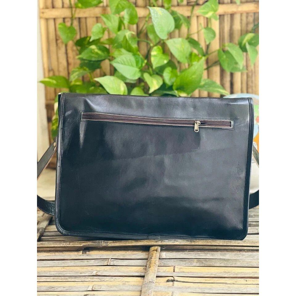 Luxury Leather Satchel Men's Handmade Laptop Messenger Briefcase