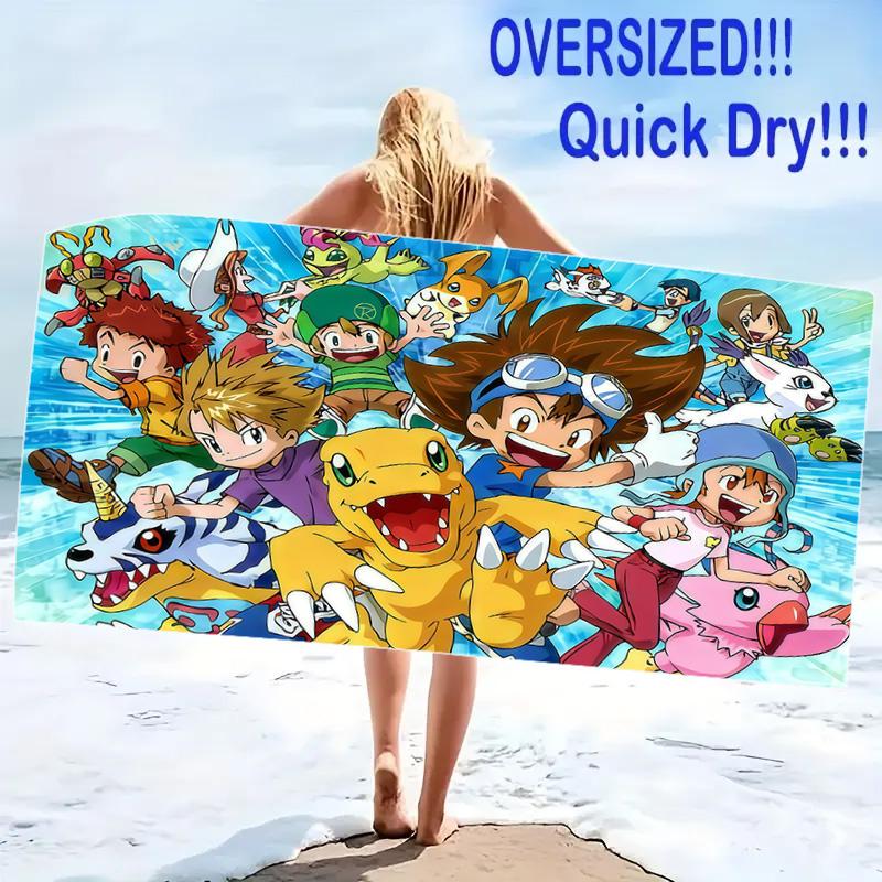 Digmon Print Beach Towel, Large Soft Quick Dry Towel for Beach Camping Swimming