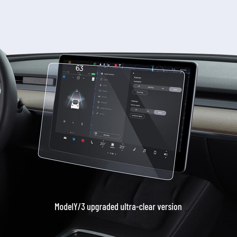 Tesla Model 3/Y Yoke Refresh Screen & Console Protection Kit: Tempered Glass & HD Film