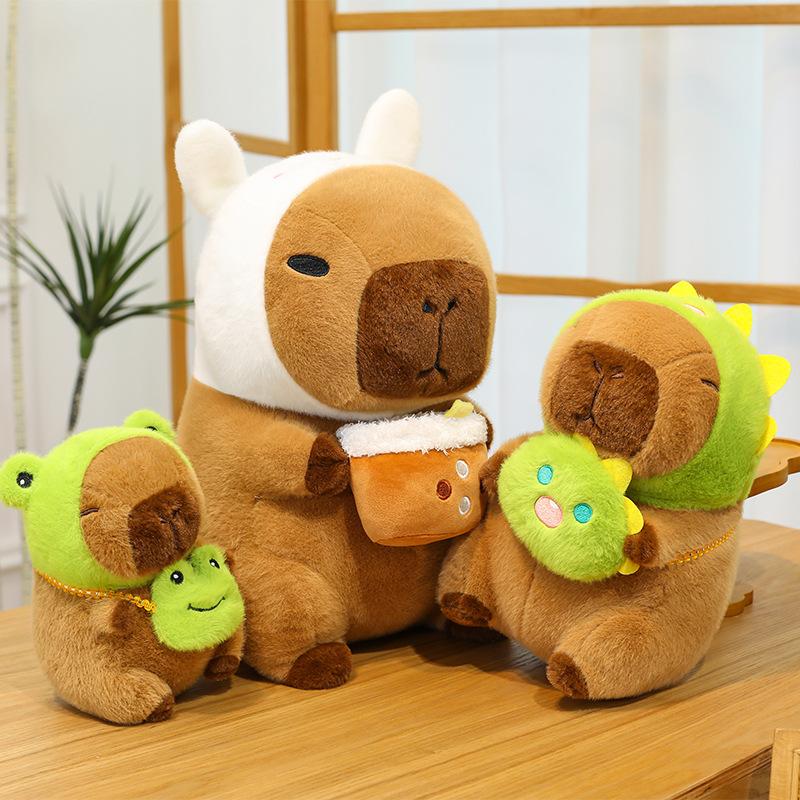 1 Piece Soft Simulation Doll Frog Transforms Capybara Plush Toys Rabbit Dinosaur Kapibala Anime Fluffty Toy Birthday Gift