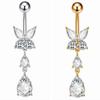 Stainless Steel Drop Navel Piercing Ring Zinc Zinc Alloy Dangled Navel Ring Butterfly Belly Button Ring  Club