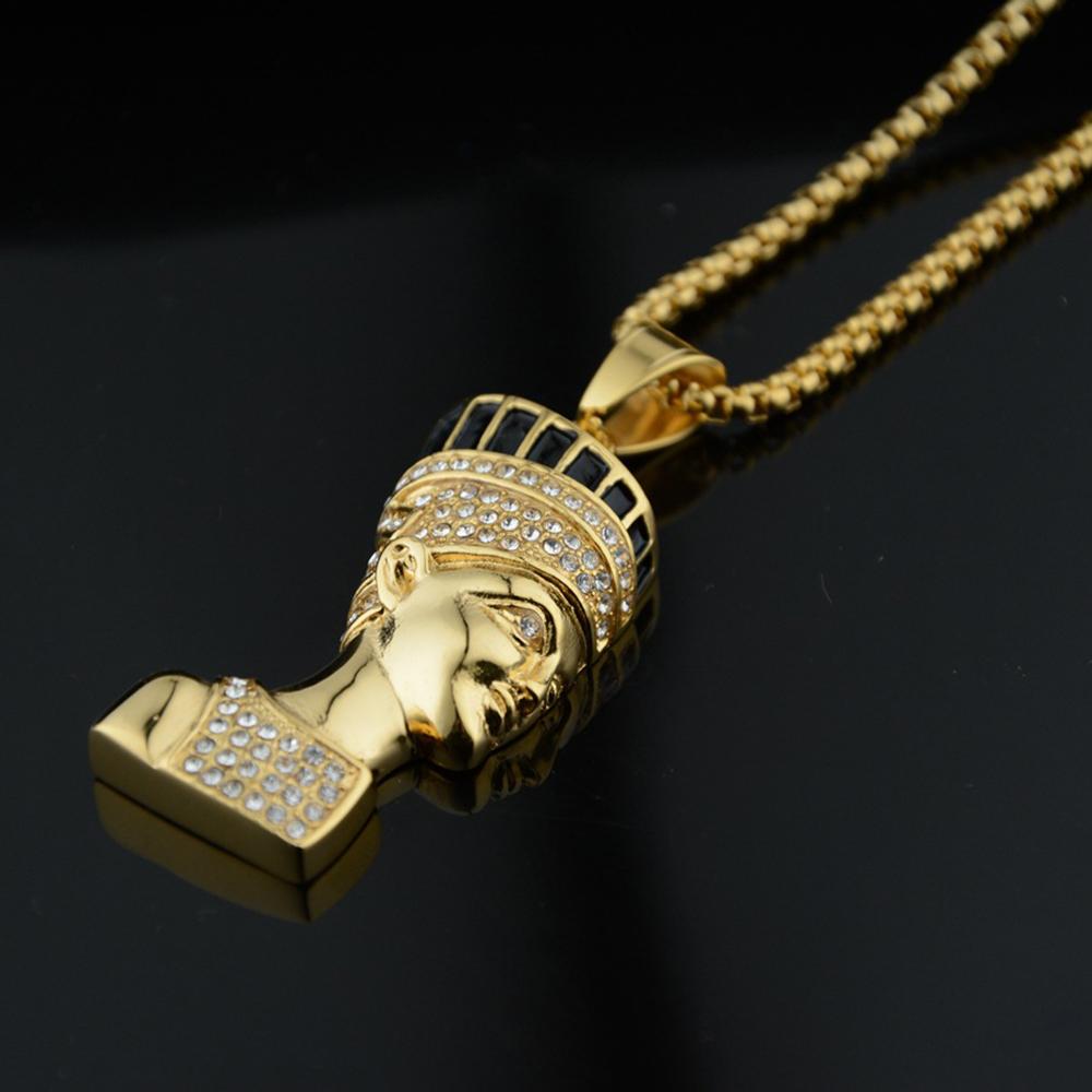 Reina Egipcia Nefertiti Colgante Faraón Masculino Color Dorado Acero Inoxidable Collar Para Hombres/Mujeres Joyería Antiguo Egipto Regalo